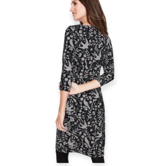 Boden Winifred Black Mystic Woodland Birds Knee Length Sheath Size 6L - Picture 2 of 11